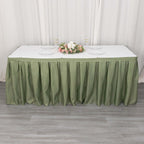 Polyester 21ft Table Skirt Dusty Sage Green - Classic Pleated Design - Bell Racket Store