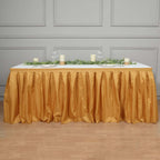 Polyester 21ft Table Skirt Gold - Classic Pleated Design for Weddings & Events - Bell Racket Store