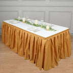Polyester 21ft Table Skirt Gold - Classic Pleated Design for Weddings & Events - Bell Racket Store