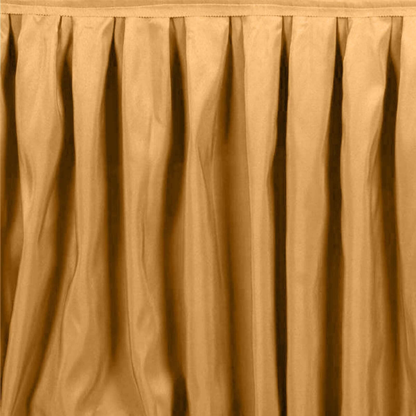 Polyester 21ft Table Skirt Gold - Classic Pleated Design for Weddings & Events - Bell Racket Store