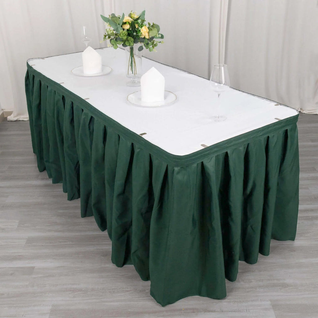 Polyester 21ft Table Skirt Hunter Emerald Green - Classic Pleated Design - Bell Racket Store