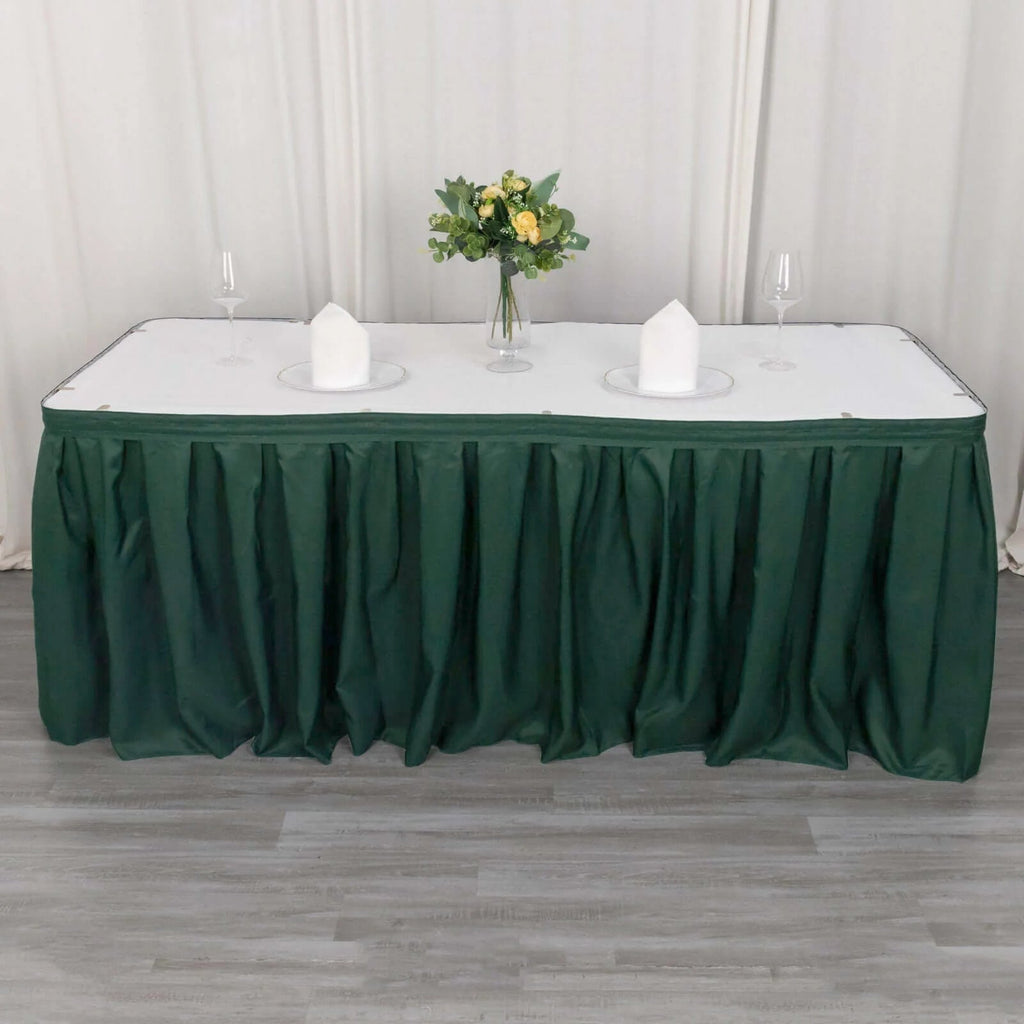 Polyester 21ft Table Skirt Hunter Emerald Green - Classic Pleated Design - Bell Racket Store