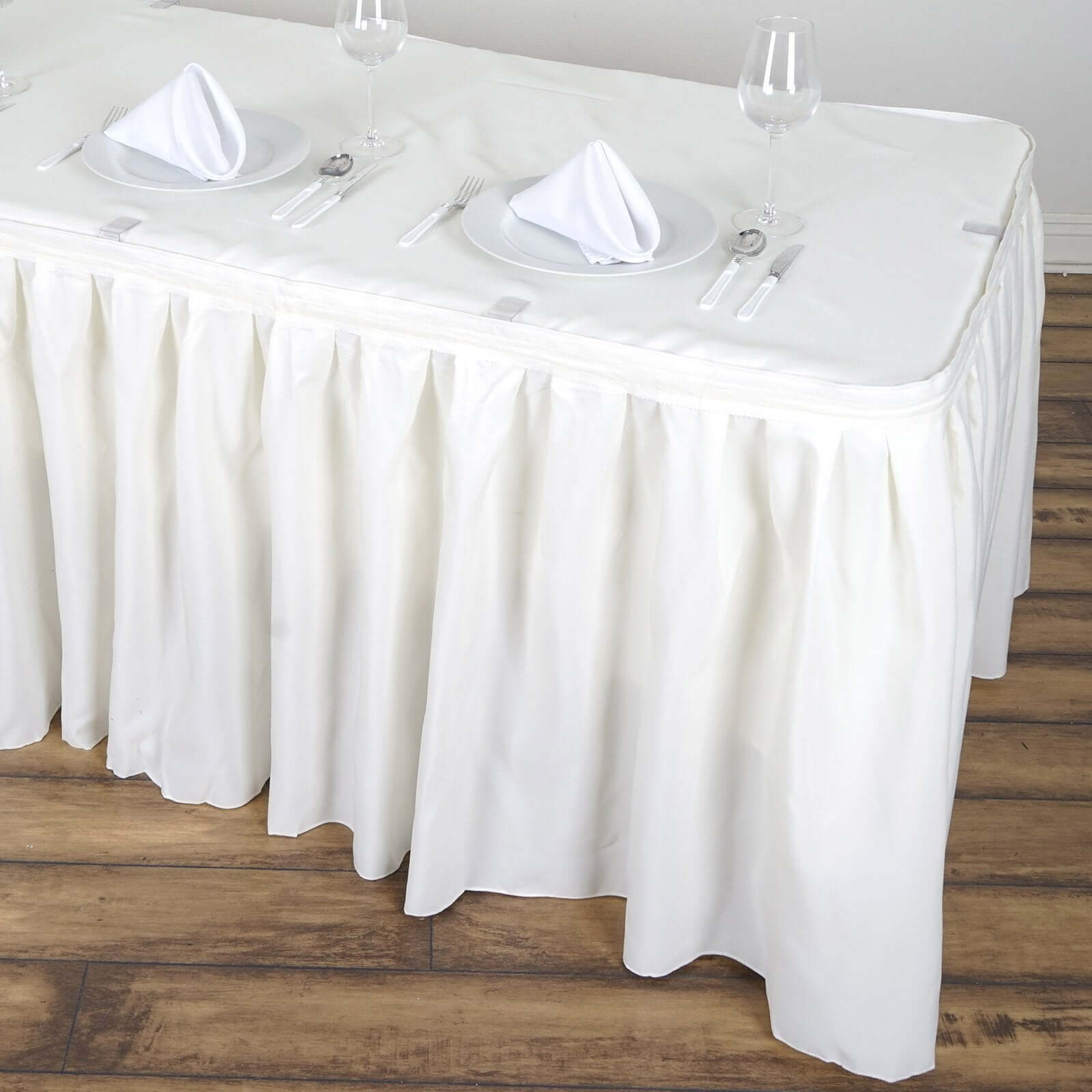 Polyester 21ft Table Skirt Ivory - Classic Pleated Design - NestOCart