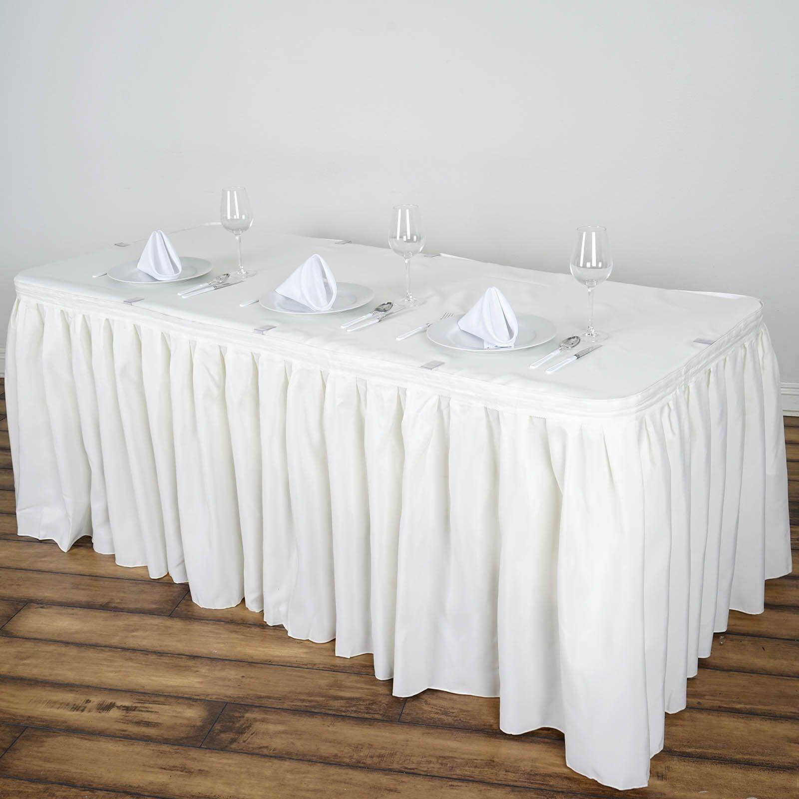 Polyester 21ft Table Skirt Ivory - Classic Pleated Design - NestOCart