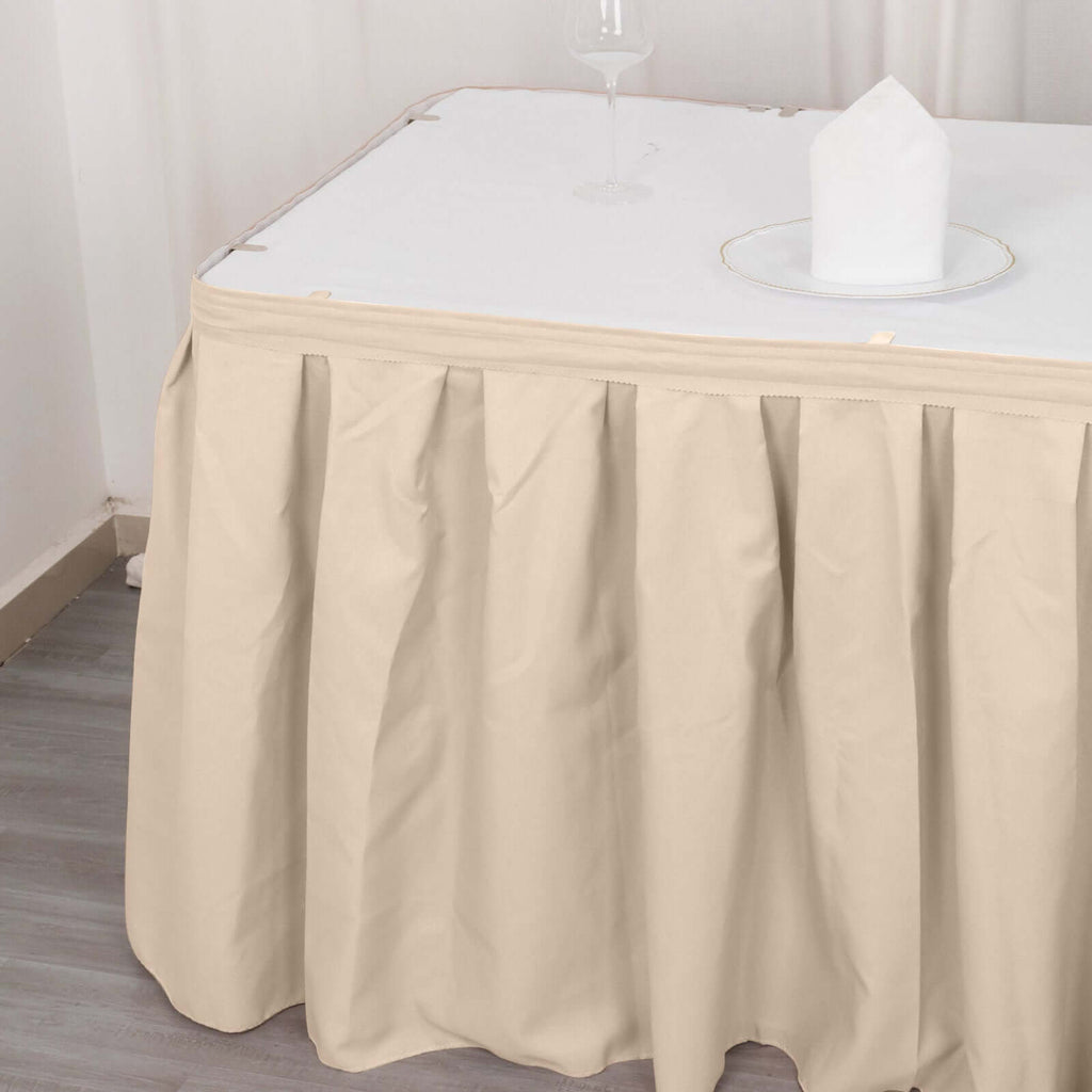 Polyester 21ft Table Skirt Nude - Classic Pleated Design - Bell Racket Store