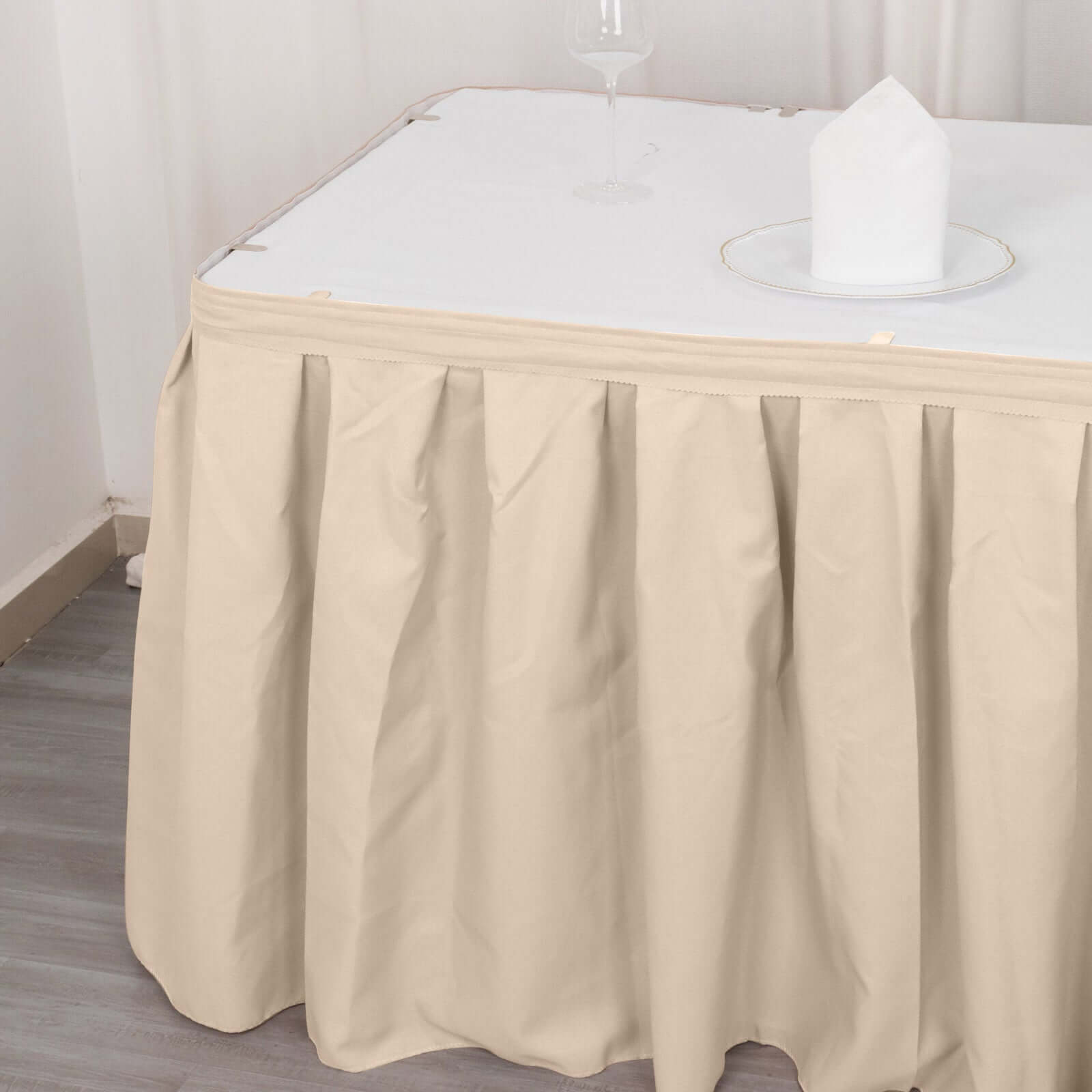 Polyester 21ft Table Skirt Nude - Classic Pleated Design - Bell Racket Store