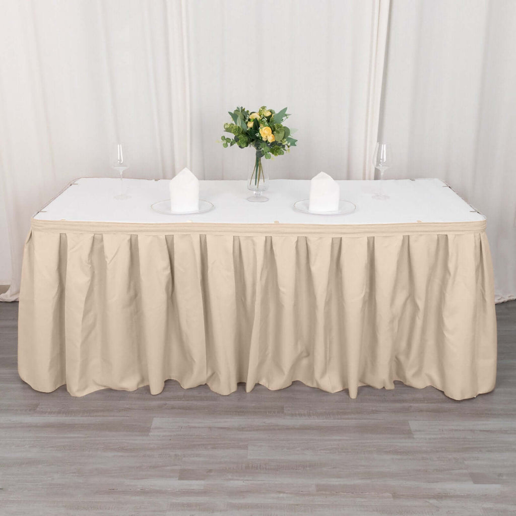 Polyester 21ft Table Skirt Nude - Classic Pleated Design - Bell Racket Store
