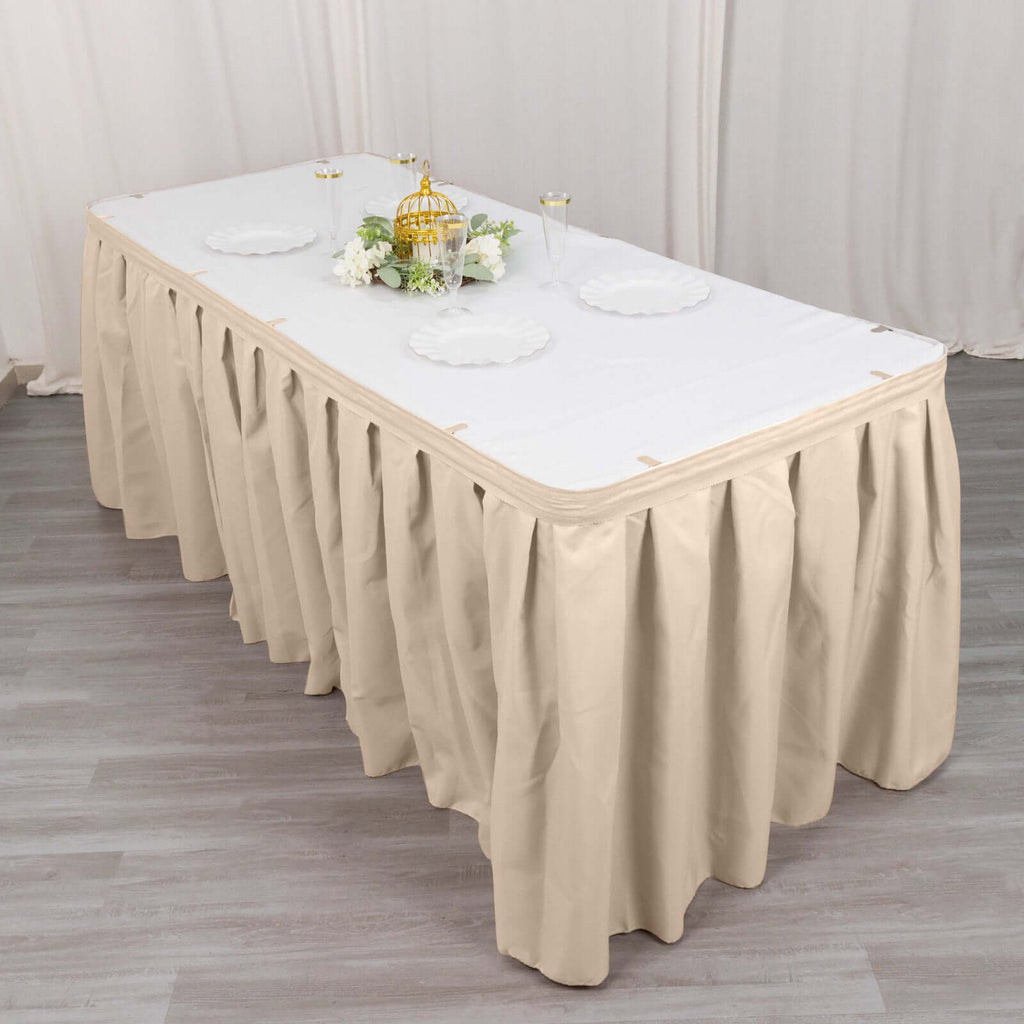 Polyester 21ft Table Skirt Nude - Classic Pleated Design - Bell Racket Store