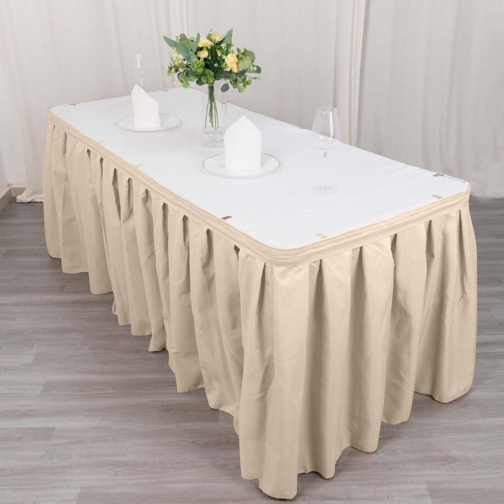 Polyester 21ft Table Skirt Nude - Classic Pleated Design - Bell Racket Store