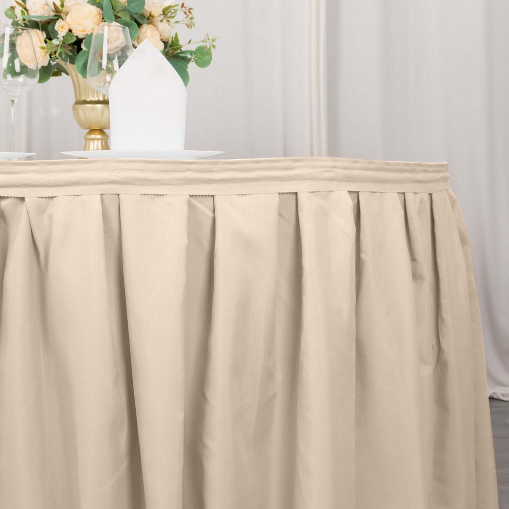 Polyester 21ft Table Skirt Nude - Classic Pleated Design - Bell Racket Store