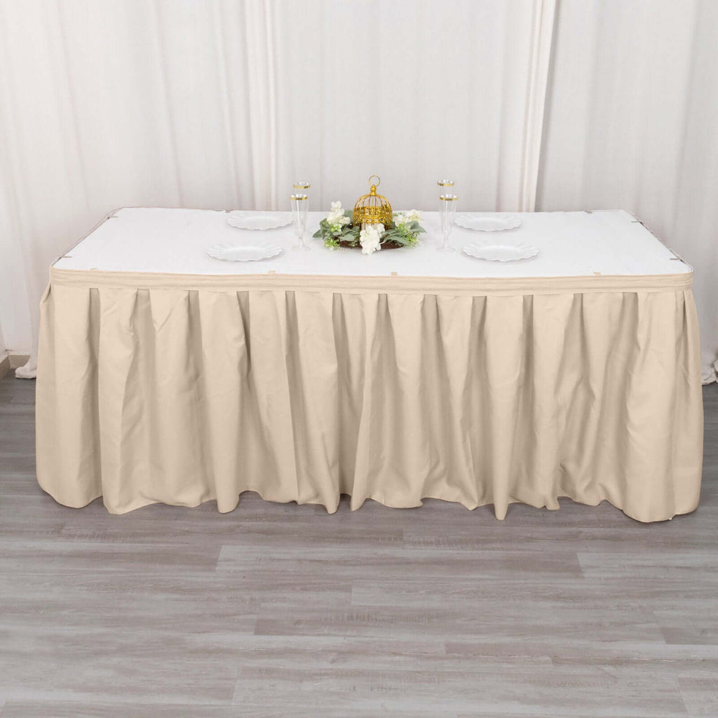 Polyester 21ft Table Skirt Nude - Classic Pleated Design - Bell Racket Store