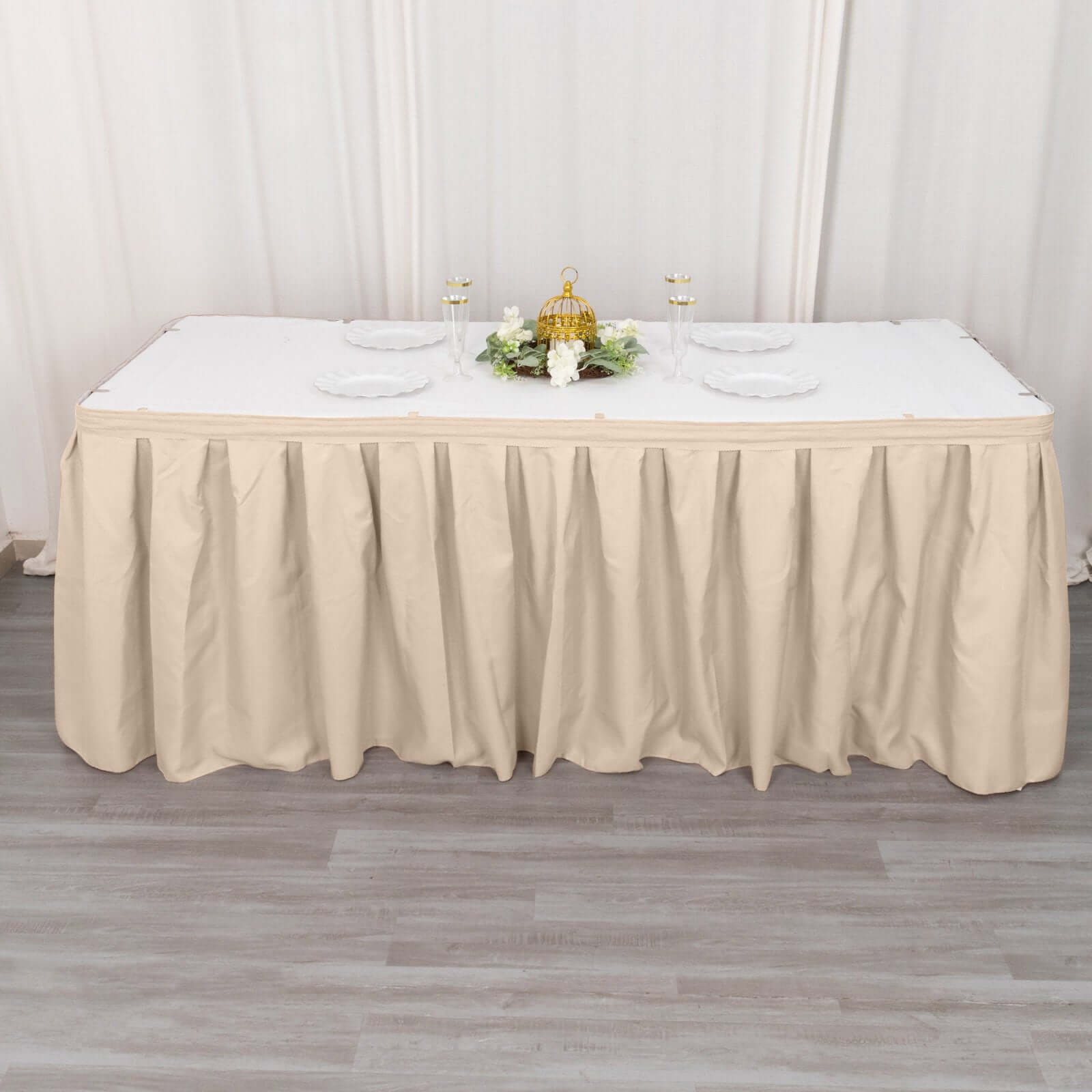 Polyester 21ft Table Skirt Nude - Classic Pleated Design - Bell Racket Store