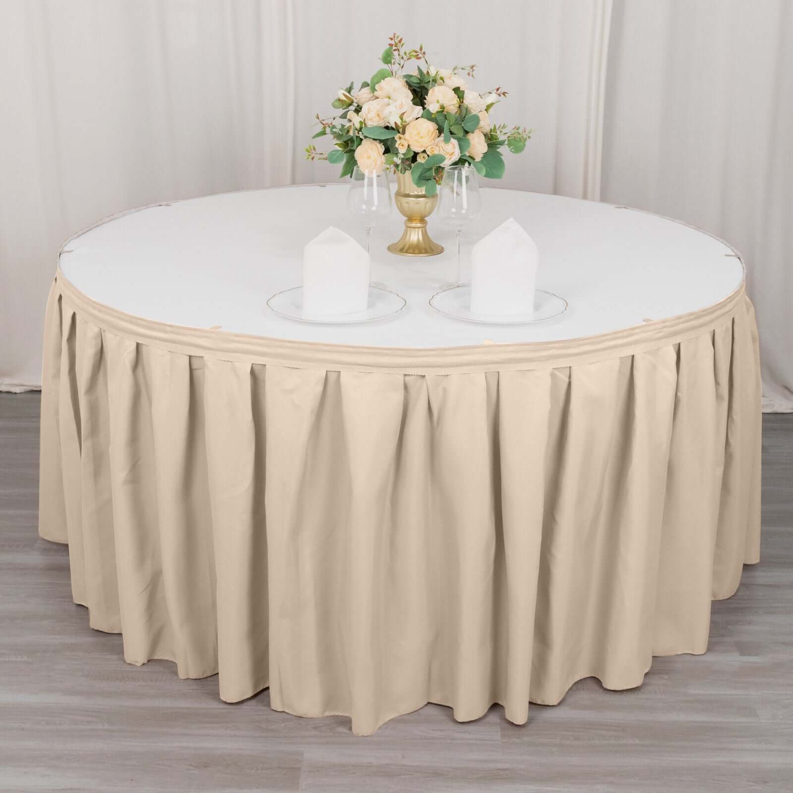 Polyester 21ft Table Skirt Nude - Classic Pleated Design - Bell Racket Store