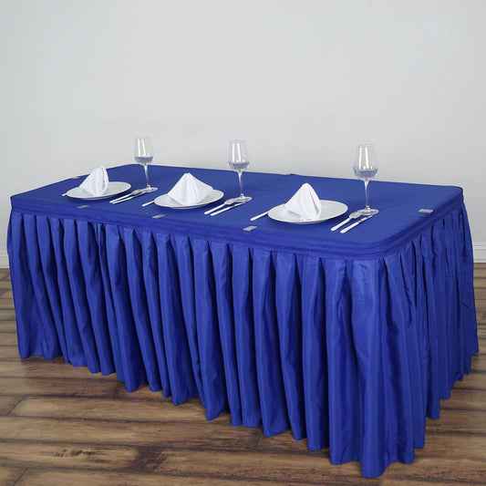 Polyester 21ft Table Skirt Royal Blue - Classic Pleated Design - NestOCart