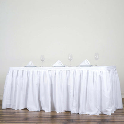 Polyester 21ft Table Skirt White - Classic Pleated Design for Weddings & Events - NestOCart