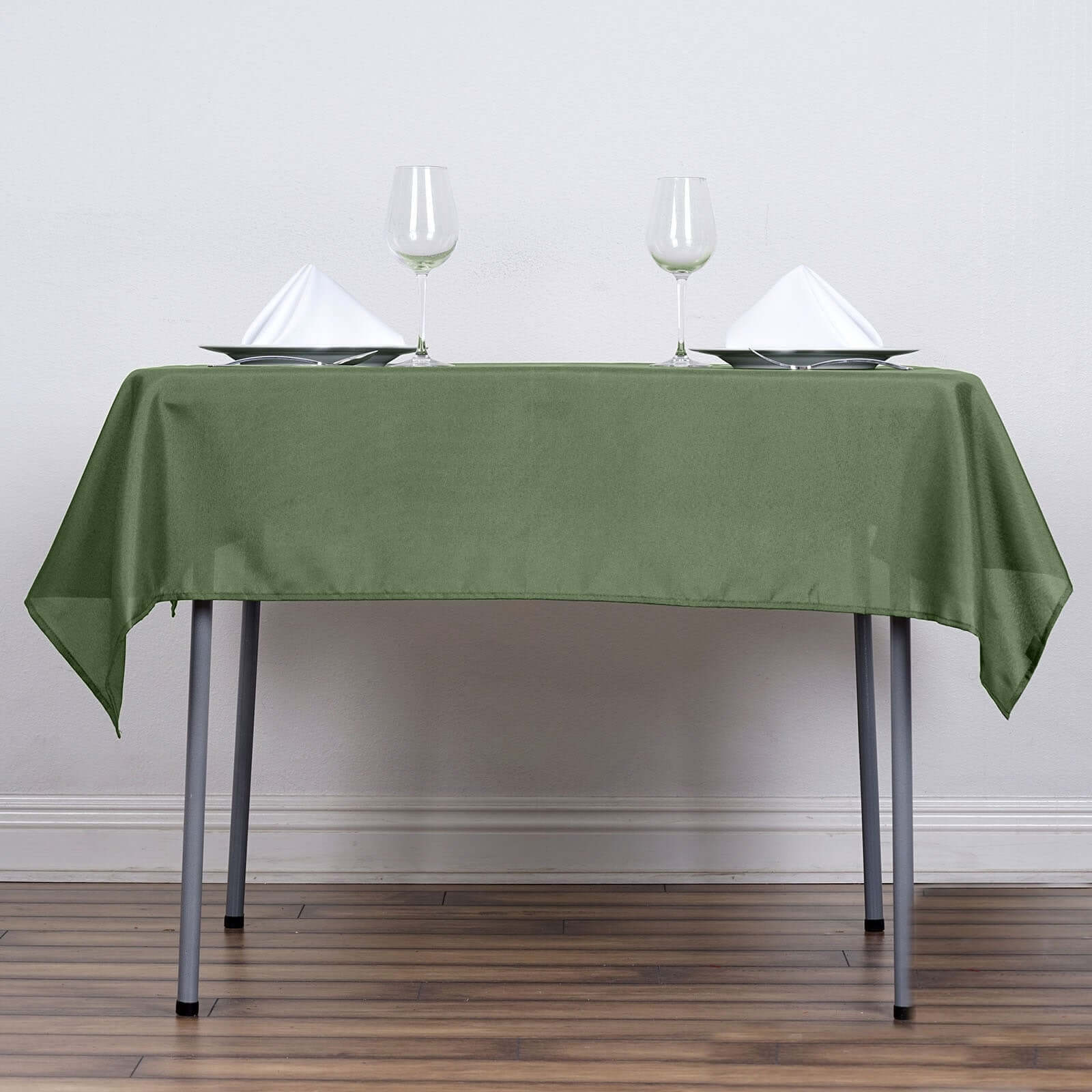 Polyester 54"x54" Table Overlay Square Tablecloth Olive Green - Wrinkle-Resistant & Durable Table Cover
