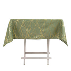 Polyester 54"x54" Square Tablecloth Dusty Sage Green with Gold Foil Tree Branch Pattern - Wrinkle - Resistant & Durable Table Cover - Bell Racket Store