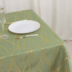 Polyester 54"x54" Square Tablecloth Dusty Sage Green with Gold Foil Tree Branch Pattern - Wrinkle - Resistant & Durable Table Cover - Bell Racket Store