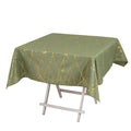 Polyester 54"x54" Square Tablecloth Dusty Sage Green with Gold Foil Tree Branch Pattern - Wrinkle - Resistant & Durable Table Cover - Bell Racket Store