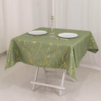 Polyester 54"x54" Square Tablecloth Dusty Sage Green with Gold Foil Tree Branch Pattern - Wrinkle - Resistant & Durable Table Cover - Bell Racket Store