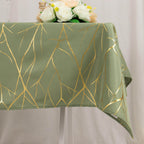 Polyester 54"x54" Square Tablecloth Dusty Sage Green with Gold Foil Tree Branch Pattern - Wrinkle - Resistant & Durable Table Cover - Bell Racket Store