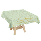 Polyester 54"x54" Square Tablecloth Sage Green with Gold Foil Geometric Pattern - Wrinkle-Resistant & Durable for Stylish Settings