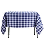 Polyester 54"x54" Square Tablecloth White/Navy Blue - Checkered Buffalo Plaid Design for Casual Table Settings