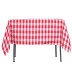 Polyester 54"x54" Square Tablecloth White/Red - Checkered Buffalo Plaid Design for Casual Table Settings