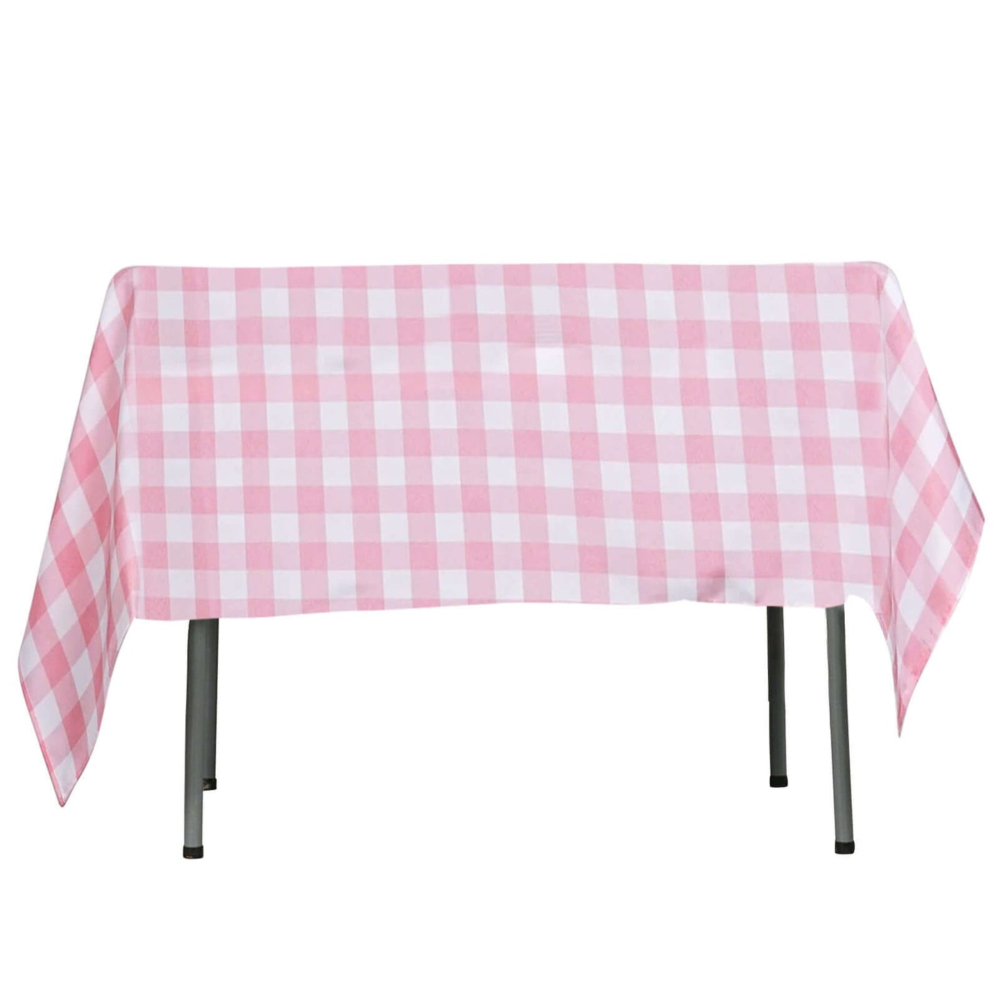 Polyester 54"x54" Square Tablecloth White Rose Quartz - Checkered Buffalo Plaid Design for Casual Table Settings - NestOCart