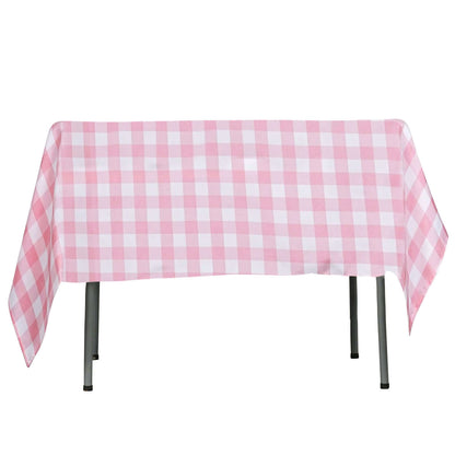 Polyester 54"x54" Square Tablecloth White Rose Quartz - Checkered Buffalo Plaid Design for Casual Table Settings - NestOCart
