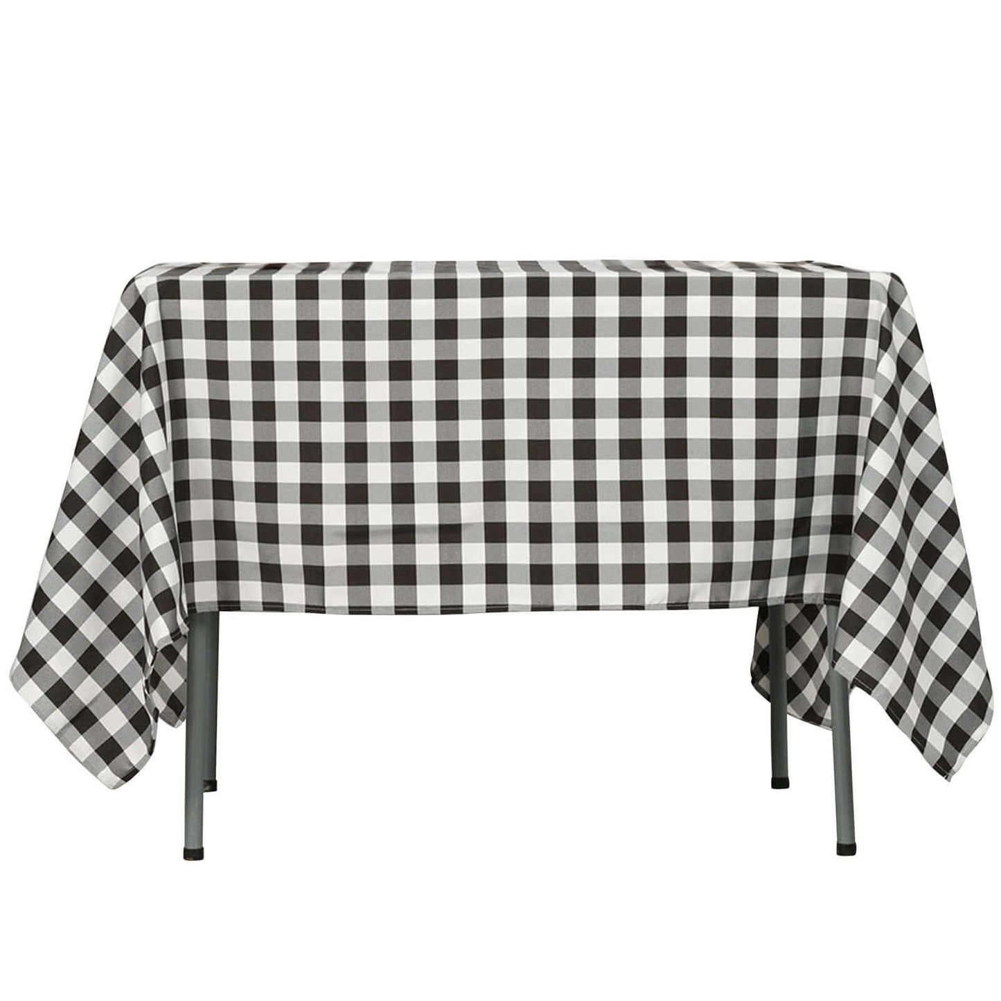 Polyester 54"x54" Square Tablecloth White/Black - Checkered Buffalo Plaid Design for Casual Table Settings - NestOCart