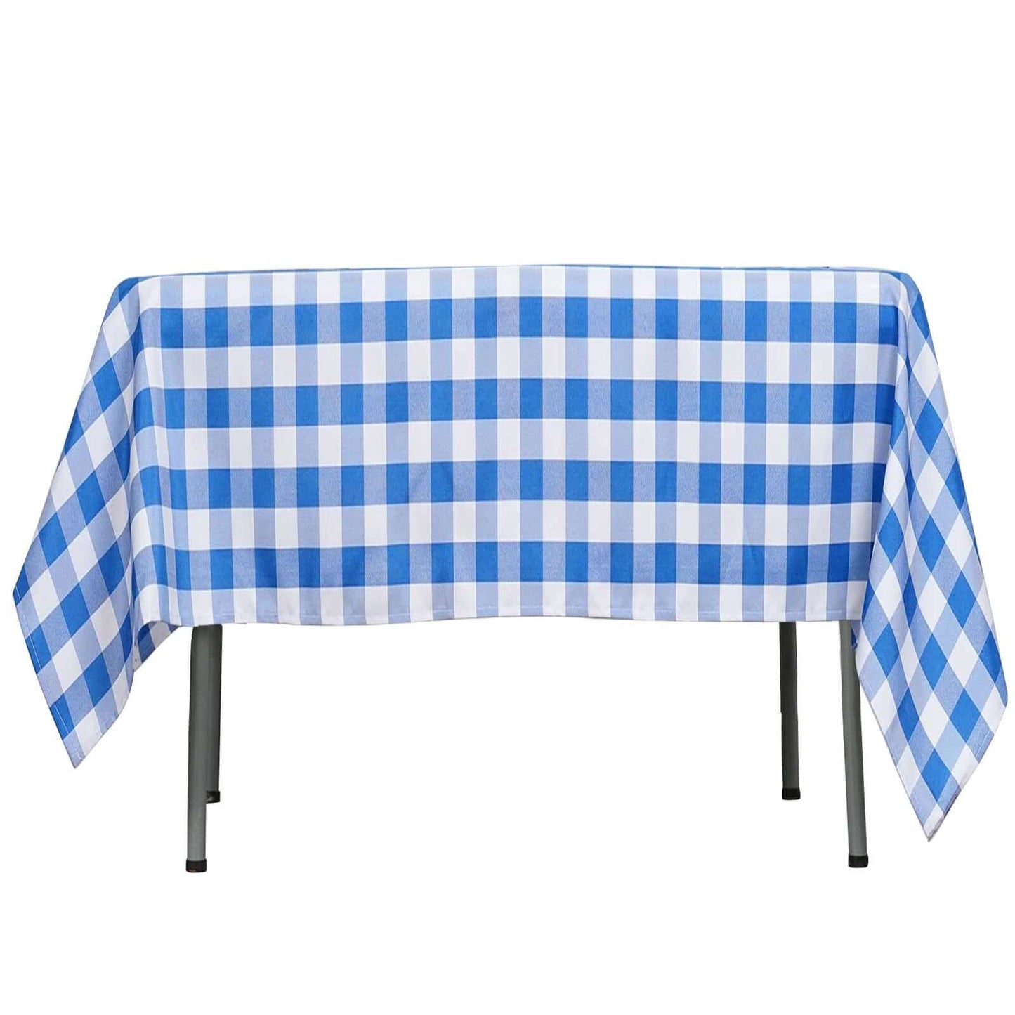Polyester 54"x54" Square Tablecloth White/Blue - Checkered Buffalo Plaid Design for Casual Table Settings - NestOCart