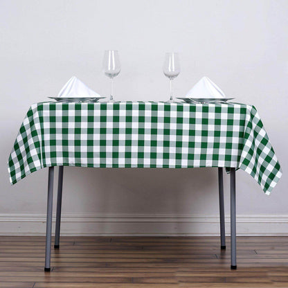 Polyester 54"x54" Square Tablecloth White/Green - Checkered Buffalo Plaid Design for Casual Table Settings - NestOCart