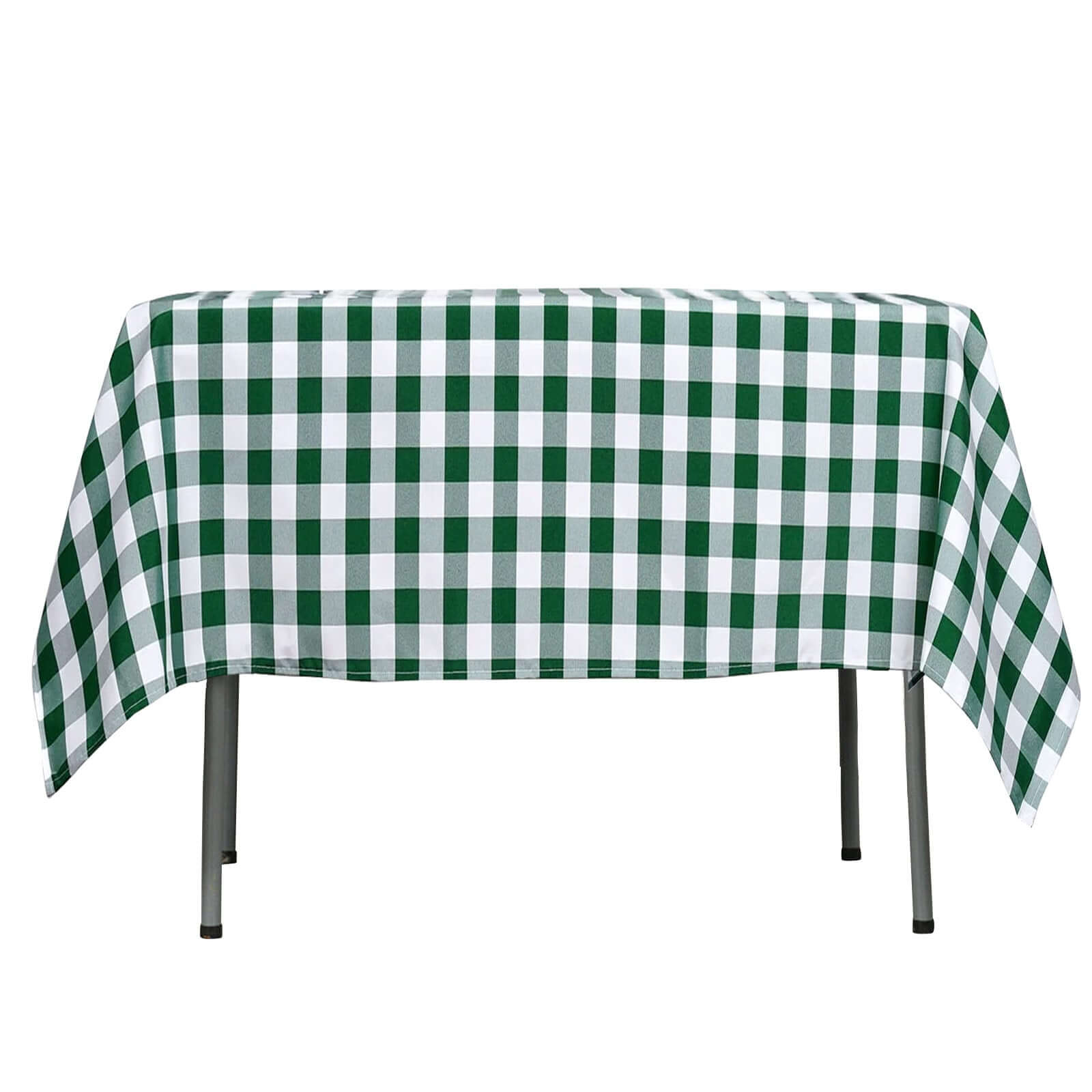 Polyester 54"x54" Square Tablecloth White/Green - Checkered Buffalo Plaid Design for Casual Table Settings - NestOCart