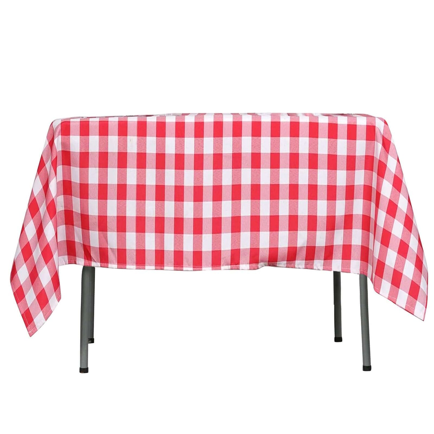 Polyester 54"x54" Square Tablecloth White/Red - Checkered Buffalo Plaid Design for Casual Table Settings - NestOCart