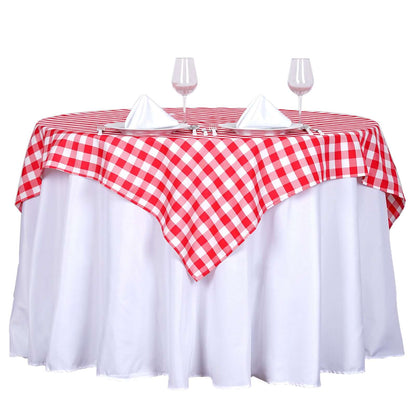 Polyester 54"x54" Square Tablecloth White/Red - Checkered Buffalo Plaid Design for Casual Table Settings - NestOCart