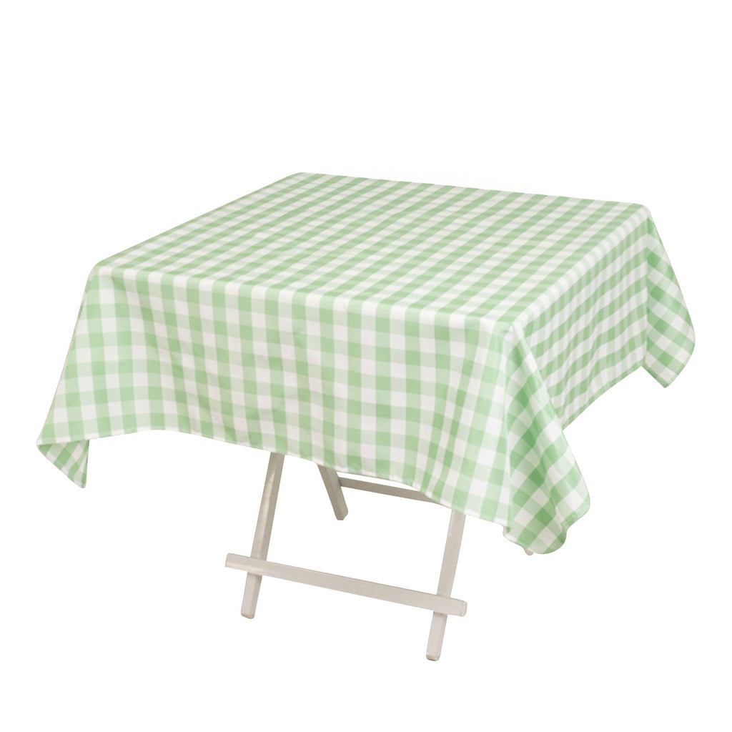 Polyester 54"x54" Square Tablecloth White/Sage Green - Checkered Buffalo Plaid Design for Casual Table Settings - Bell Racket Store