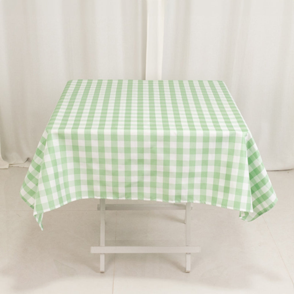 Polyester 54"x54" Square Tablecloth White/Sage Green - Checkered Buffalo Plaid Design for Casual Table Settings - Bell Racket Store