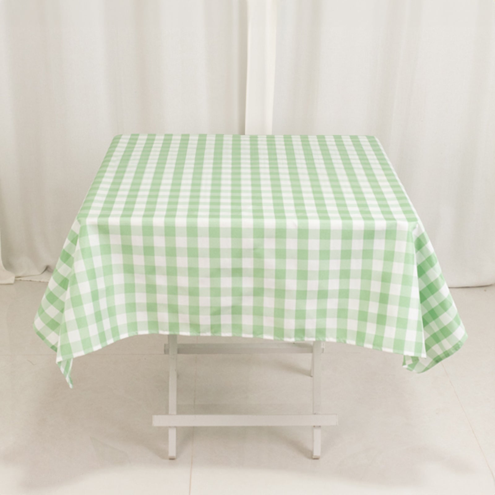 Polyester 54"x54" Square Tablecloth White/Sage Green - Checkered Buffalo Plaid Design for Casual Table Settings - Bell Racket Store