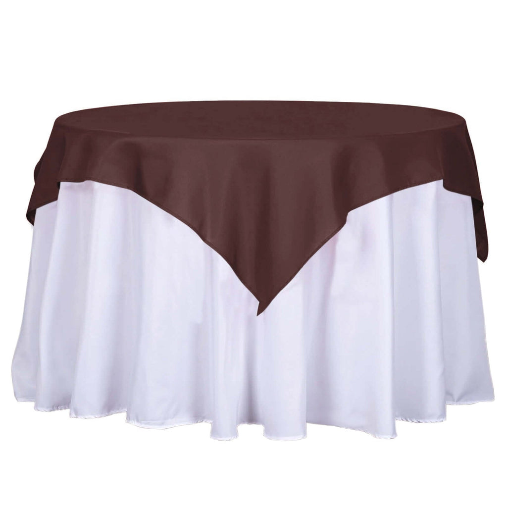 Polyester 54"x54" Table Overlay Square Tablecloth Chocolate - Wrinkle-Resistant & Durable Table Cover