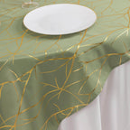 Polyester 54"x54" Table Overlay Square Tablecloth Dusty Sage Green with Gold Foil Tree Branch Pattern - Wrinkle - Resistant & Durable Table Cover - Bell Racket Store