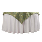 Polyester 54"x54" Table Overlay Square Tablecloth Dusty Sage Green with Gold Foil Tree Branch Pattern - Wrinkle - Resistant & Durable Table Cover - Bell Racket Store
