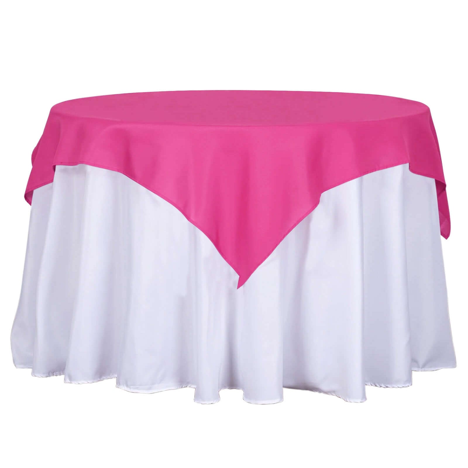 Polyester 54"x54" Table Overlay Square Tablecloth Fuchsia - Wrinkle-Resistant & Durable Table Cover