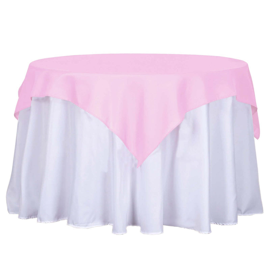 Polyester 54"x54" Table Overlay Square Tablecloth Pink - Wrinkle-Resistant & Durable Table Cover