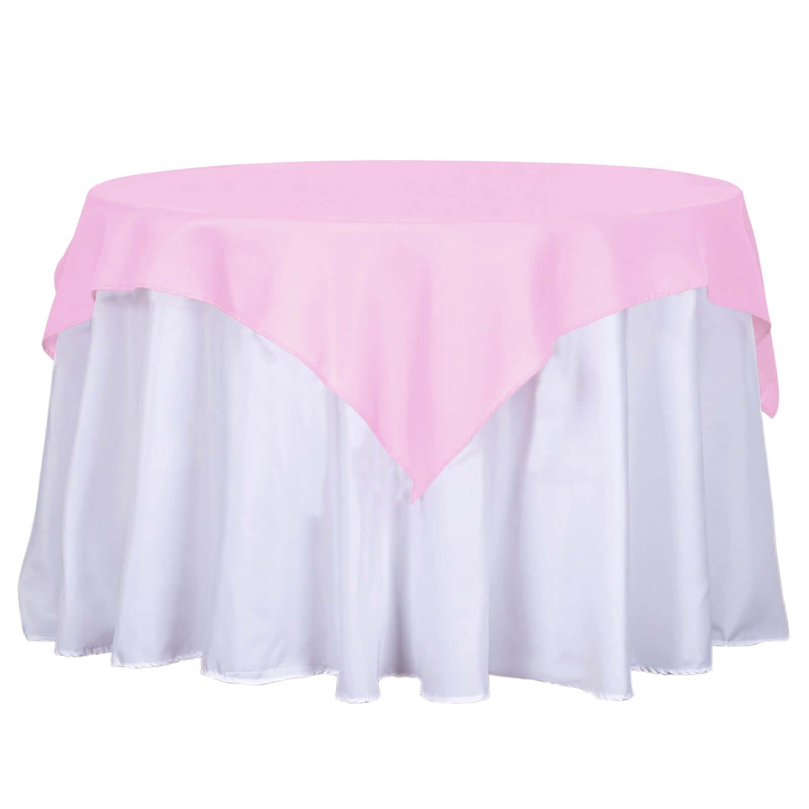 Polyester 54"x54" Table Overlay Square Tablecloth Pink - Wrinkle-Resistant & Durable Table Cover