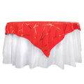 Polyester 54"x54" Table Overlay Square Tablecloth Red with Gold Foil Geometric Pattern - Wrinkle-Resistant & Durable Table Topper