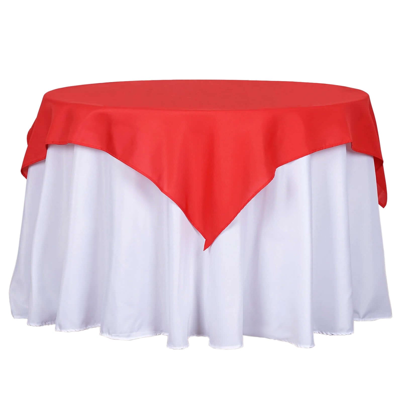 Polyester 54"x54" Table Overlay Square Tablecloth Red - Wrinkle-Resistant & Durable Table Cover