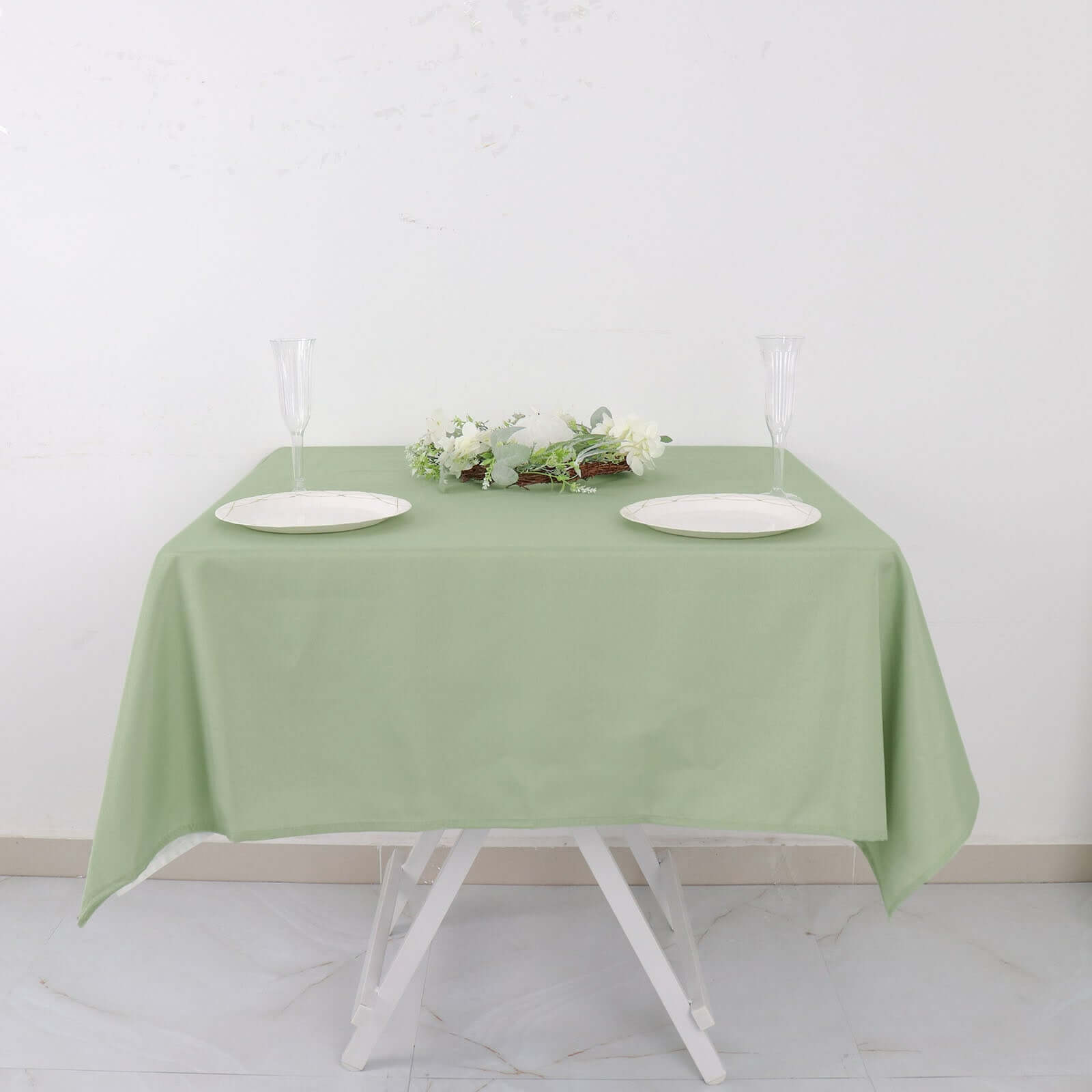 Polyester 54"x54" Table Overlay Square Tablecloth Sage Green - Wrinkle - Resistant & Durable Table Cover - Bell Racket Store
