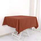 Polyester 54"x54" Table Overlay Square Tablecloth Terracotta (Rust) - Wrinkle - Resistant & Durable Table Cover - Bell Racket Store