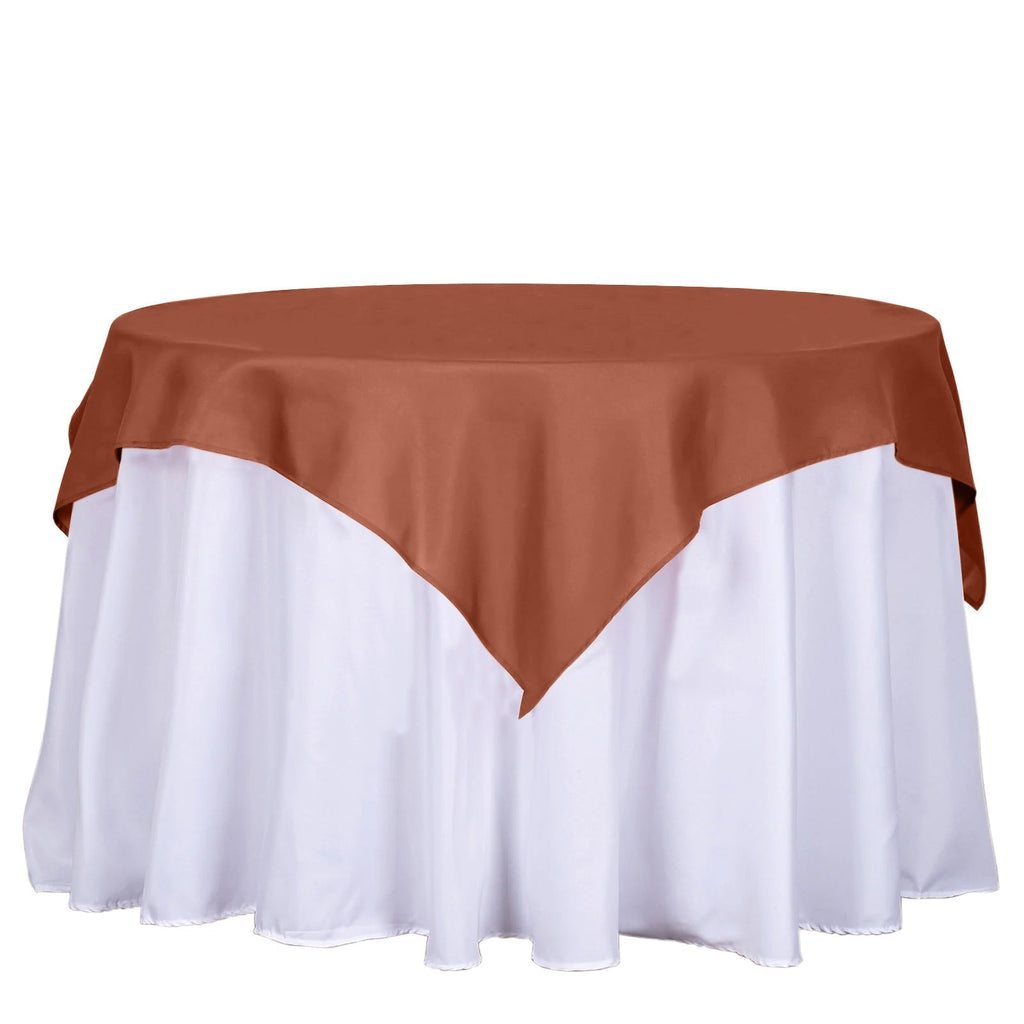 Polyester 54"x54" Table Overlay Square Tablecloth Terracotta (Rust) - Wrinkle - Resistant & Durable Table Cover - Bell Racket Store
